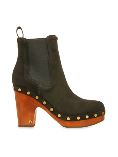 Veronica Beard Decker Suede Chelsea Clog Booties In Black