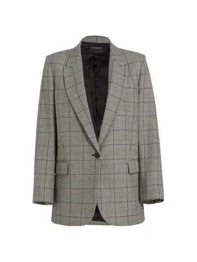 Nili Lotan Diane Wool Blazer In Black Ivory Plaid