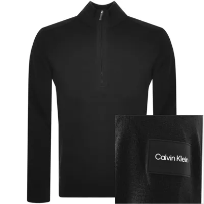 Calvin Klein Quarter Zip Mix Media Jumper Black