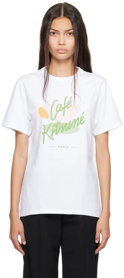 Maison Kitsuné White Café Kitsuné Edition Cup T-shirt In P102 White Sugar