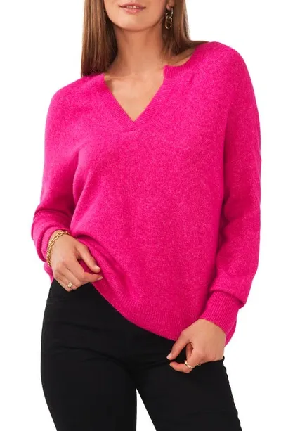 Vince Camuto Drop Shoulder V-neck Sweater In Pink