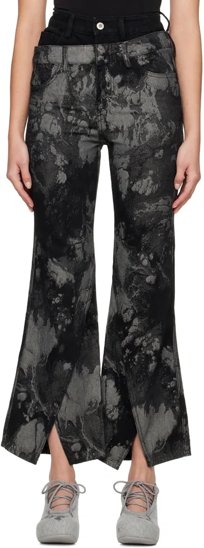 Feng Chen Wang Black Jacquard Jeans