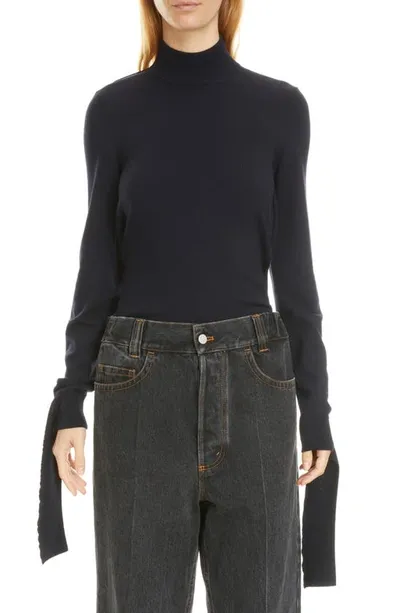 Meryll Rogge Open-back Mock Turtleneck Sweater In Navy