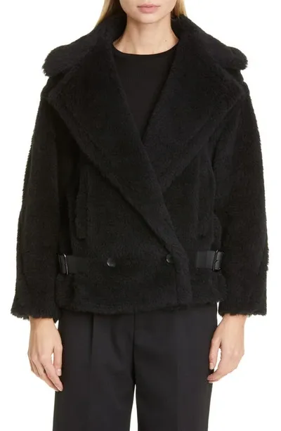 Max Mara Caserta Alpaca Blend Biker Jacket In Black