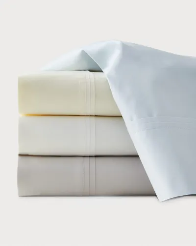 Matouk Marcus Collection Queen 600 Thread Count Solid Percale Sheet Set In Silver