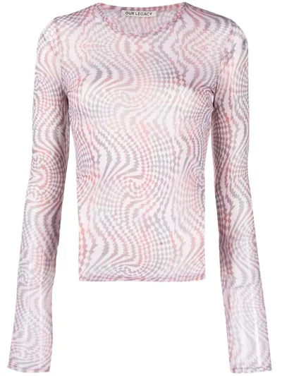 Our Legacy Super Slim Jersey Longsleeve Hypnosis Tartan Print In Neutrals