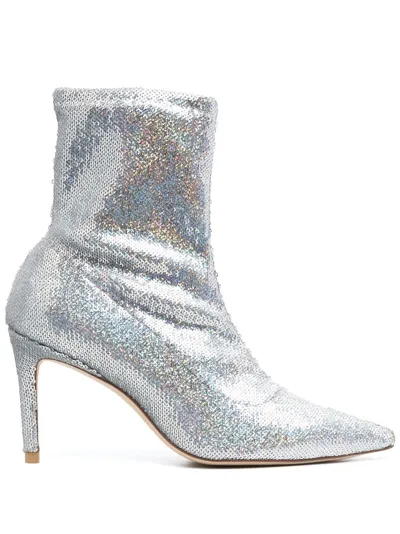 Stuart Weitzman Holographic-effect 160mm Boots In Grey