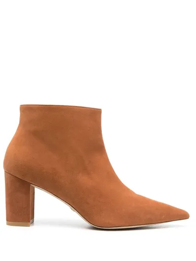 Stuart Weitzman Stuart 75mm Zip Ankle Boots In Brown