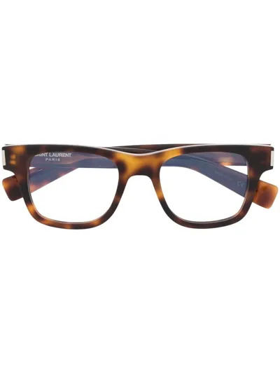 Saint Laurent Tortoiseshell-effect Square-frame Glasses In Brown