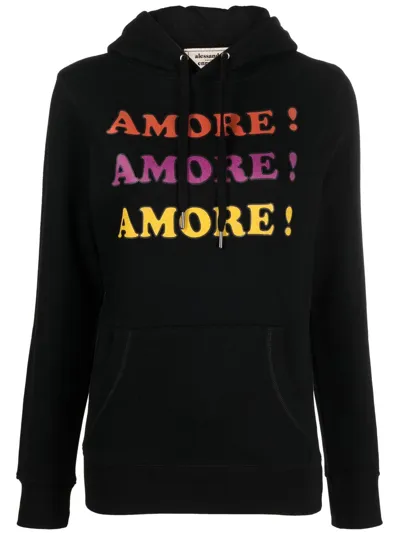 Alessandro Enriquez Slogan-print Drawstring Hoodie In Schwarz