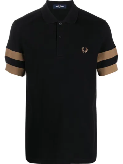 Fred Perry Embroidered-logo Short-sleeve Shirt In Schwarz