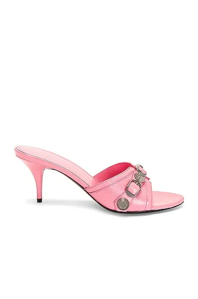 Balenciaga Cagole Lambskin Buckle Slide Sandals In Sweet Pink