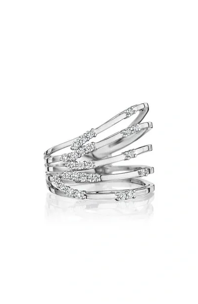 Hueb Luminus Stacked Diamond Ring In White Gold