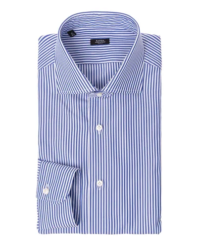 Barba Stripe-print Cotton Shirt In Light Blue