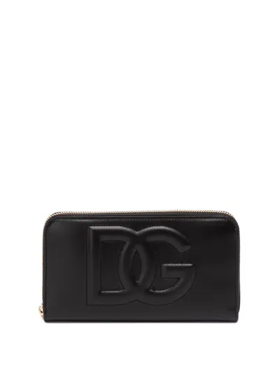 Dolce & Gabbana Leather Wallet With Dg Logo In Black