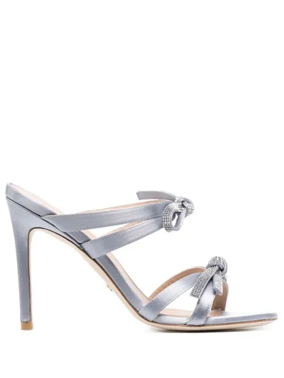 Stuart Weitzman Bow-detail Slip-on 100mm Sandals In Grey