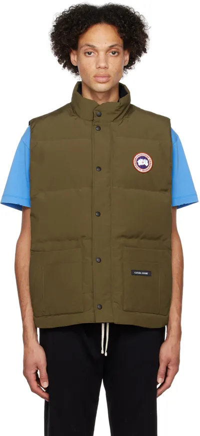 Canada Goose Freestyle Crew Quilted Down Gilet In Military Green