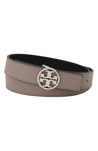 Tory Burch Women's Miller Reversible Leather Belt In Grey Heron