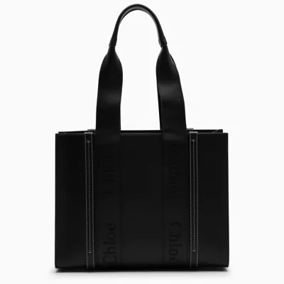 Chloé Black Leather Woody Tote Bag