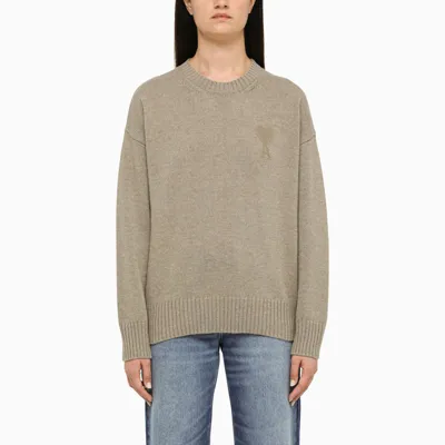 Ami Alexandre Mattiussi Ami De Coeur Beige Wool Sweater