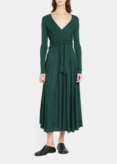 Proenza Schouler White Label Belted Midi Wrap Dress In Pine