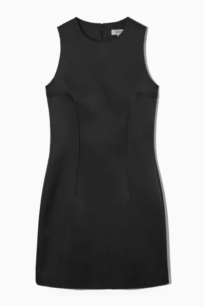 Cos Slim-fit Satin Mini Dress In Black