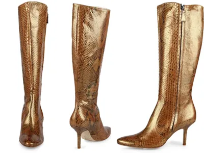 Pre-owned High Anyi Mordi London Python Leather Gold Stiefel Boots Schuhe Shoes  Knee 41,5