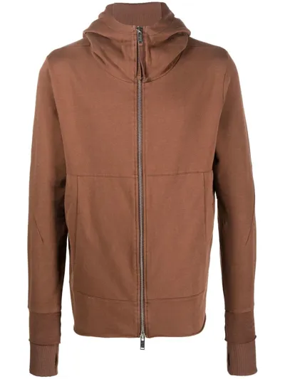 Thom Krom Zip-up Long-sleeved Hoodie In Brown