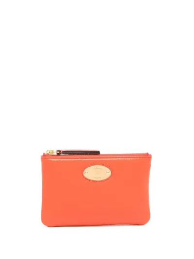 Mulberry Logo-embellished Zip Cardholder In Orange