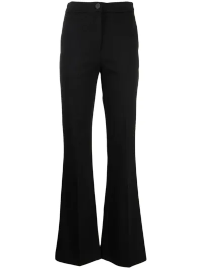 Twinset Knitted Flared Cropped Trousers In Black