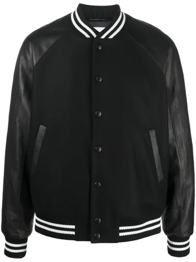 Pt Torino Contrast-sleeve Bomber Jacket In Black