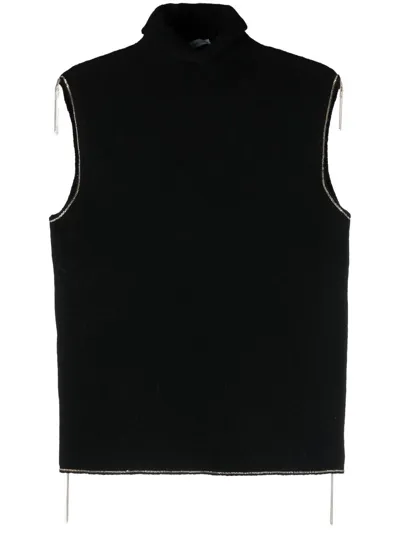 Faliero Sarti Contrasting-trim Sleeveless Sweater In Black