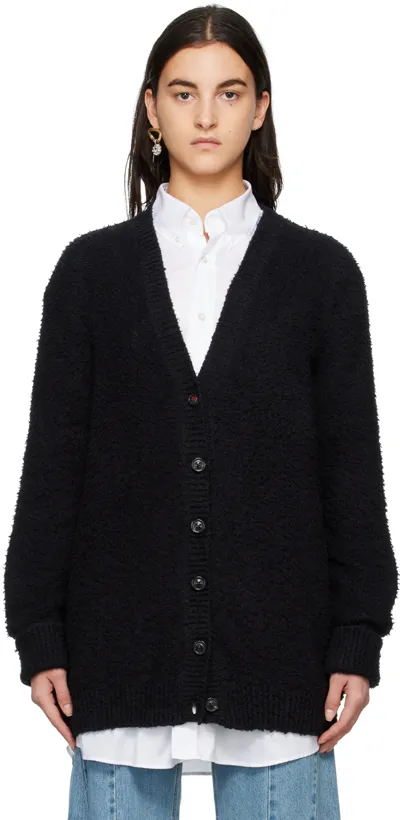 Maison Margiela Longline Knitted Cardigan In Black