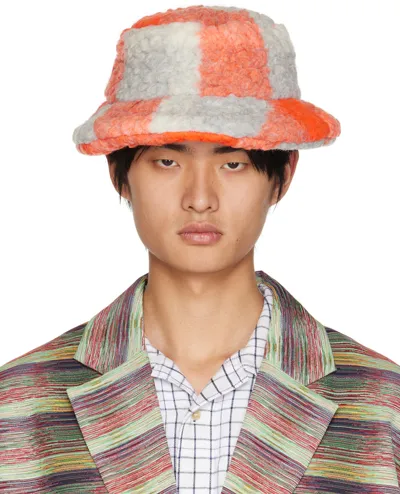 Henrik Vibskov Colour-block Fleece Bucket Hat In Orange