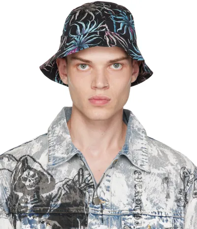 Endless Joy Black Limited Edition Night Palm Bucket Hat In Multi