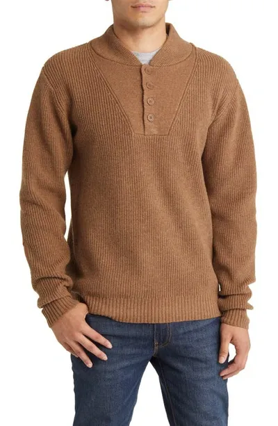 Schott Wool Blend Military Henley Sweater In Camel