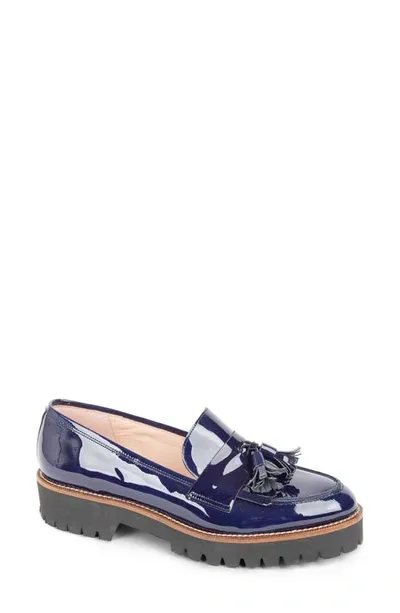 Patricia Green Beckham Tassel Lug Loafer In Navy Patent