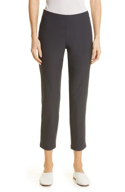 Eileen Fisher Petite Washable Stretch-crepe Slim Ankle Pants In Graphite