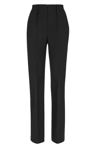 Fendi Pintuck Grain De Poudre Straight-leg Pants In Black