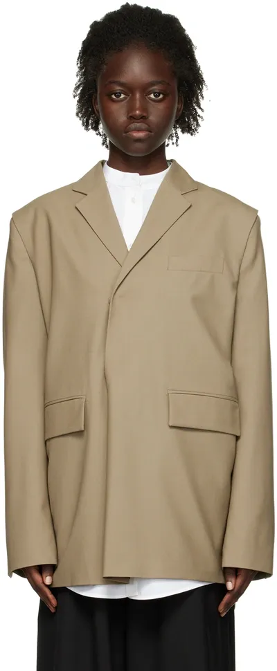 Bianca Saunders Khaki Pull Over Suit Blazer In Khaki Green