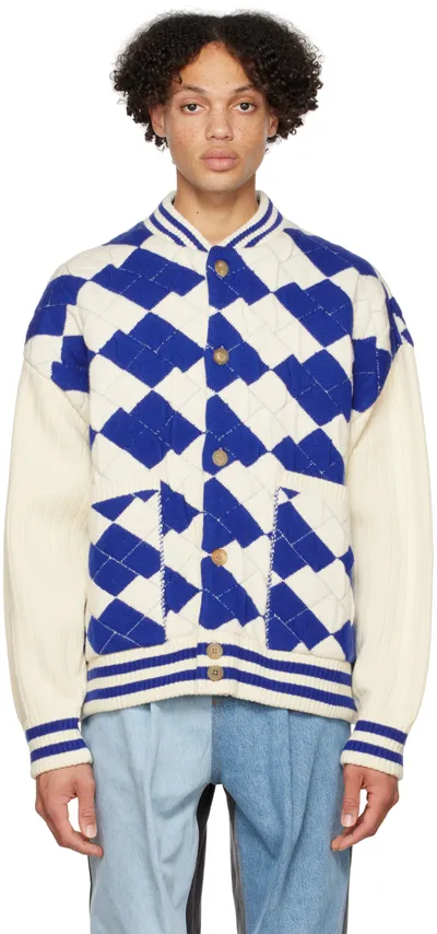 Ader Error Blue Tenit Bomber Jacket In Check