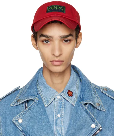 Kenzo Paris Logo Baseball Cap In Medium Red