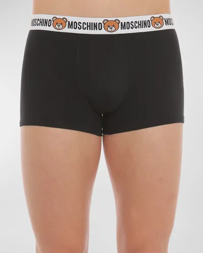 Moschino Men's Bear Logo Boxer Briefs In Black