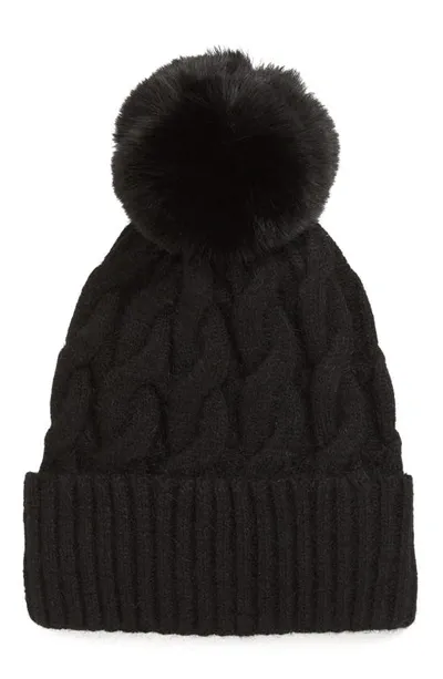 Tasha Twisted Pompom Beanie In Black