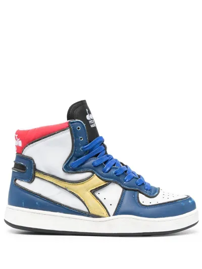 Diadora High-top Colour-block Sneakers In 白色