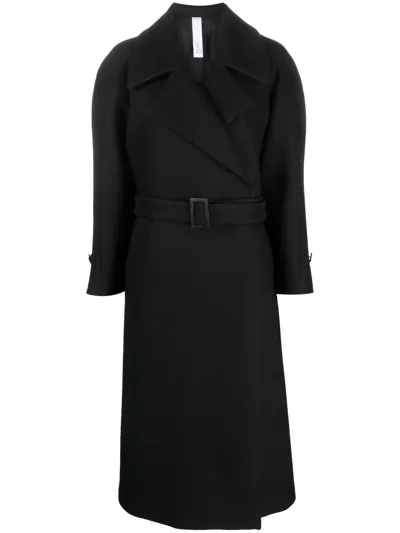 Hevo Belted-waist Detail Coat In Black