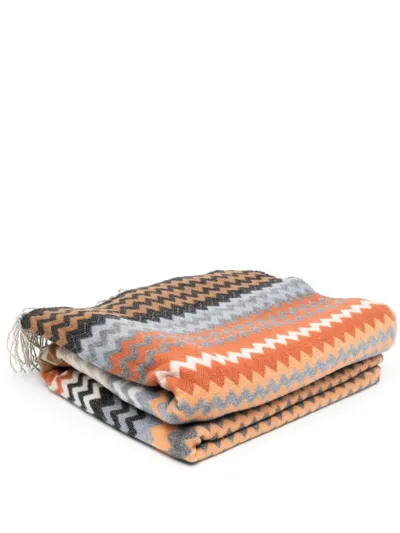 Missoni Wool-blend Zig-zag Blanket In Black