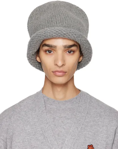 Kenzo Chunky-knit Wool Hat In Grau