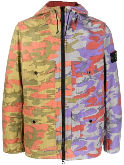 Stone Island Camouflage Jacket In Multicolor