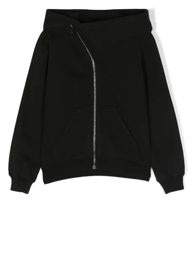 Rick Owens Kids' Mountain Cotton Jersey Hoodie In Black